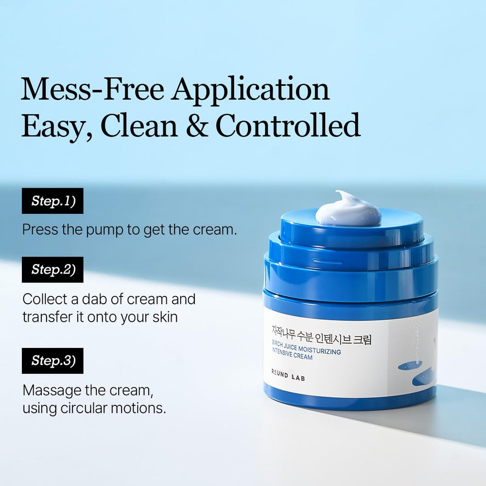 ROUND LAB Birch Juice Intensive Cream application at night suggests soothing evening care.
