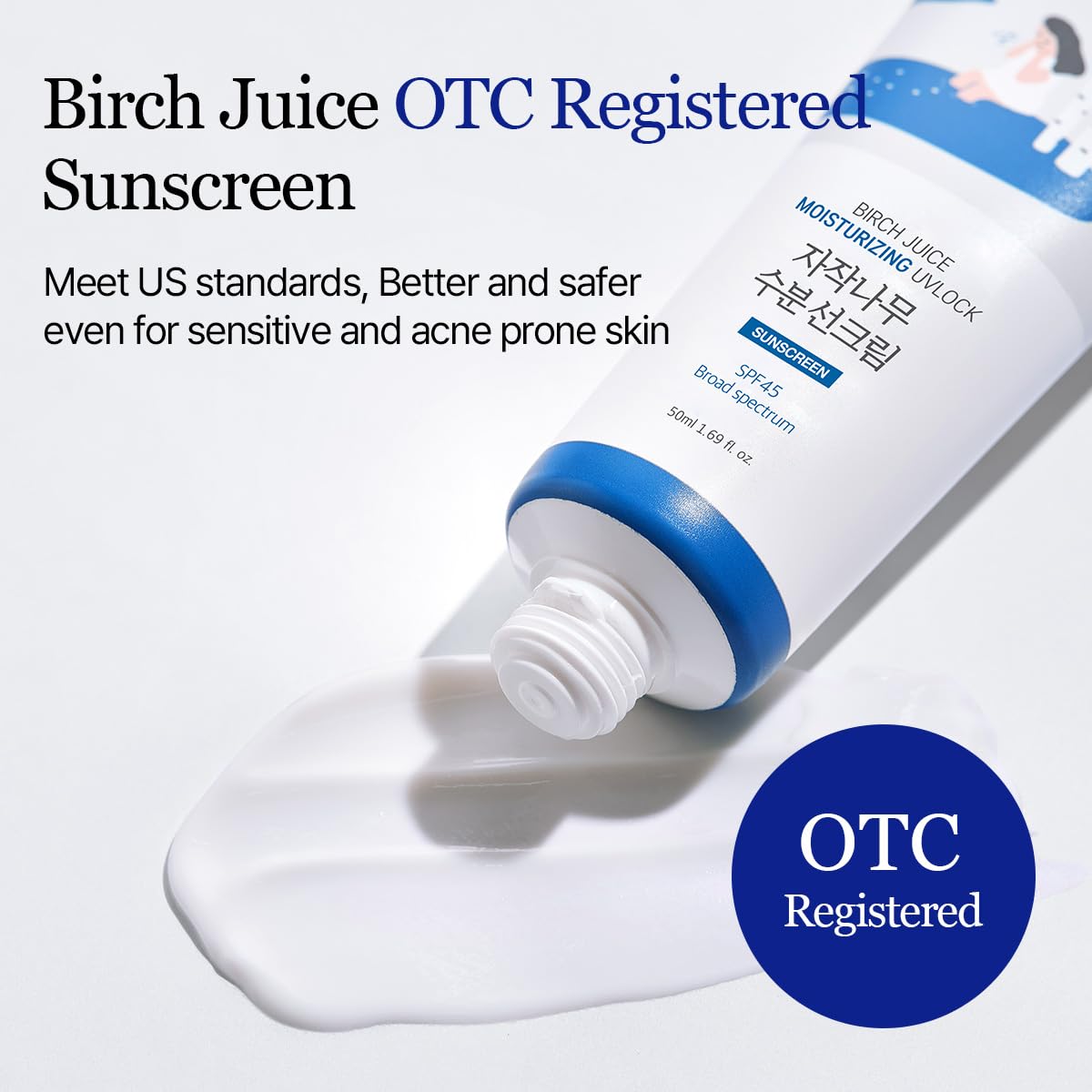 ROUND LAB Birch Juice UV Lock SPF 45 makeup-friendly protection during daily routines