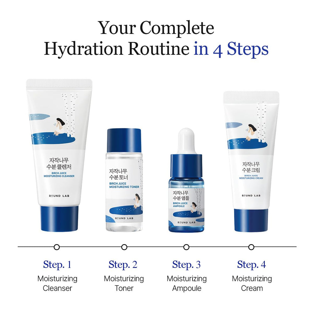 ROUND LAB Birch Juice Serum mini bottle to boost hydration and glow.
