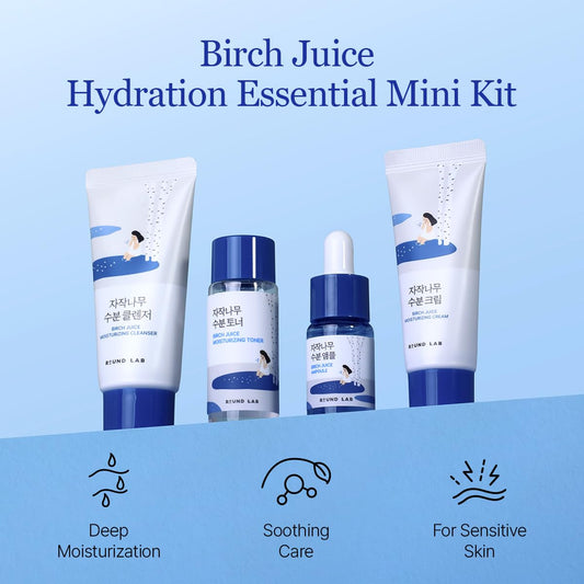 ROUND LAB Birch Juice Toner mini bottle to prep skin and balance post-cleanse.