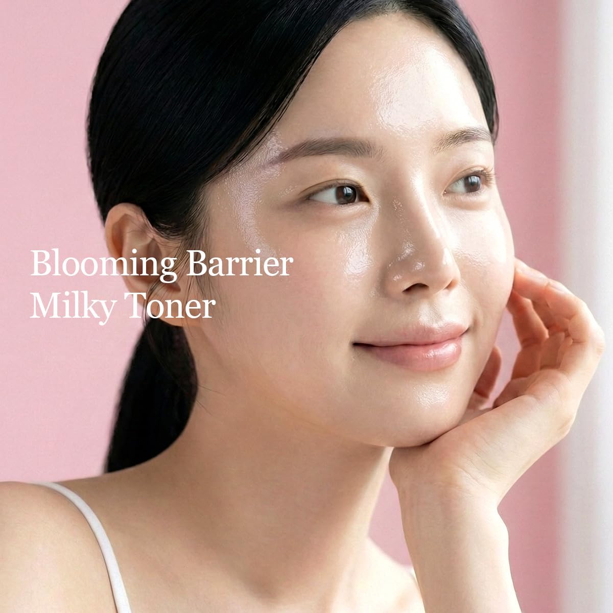 ROUND LAB Camellia Collagen PDRN Milky Toner being patted into skin for hydration