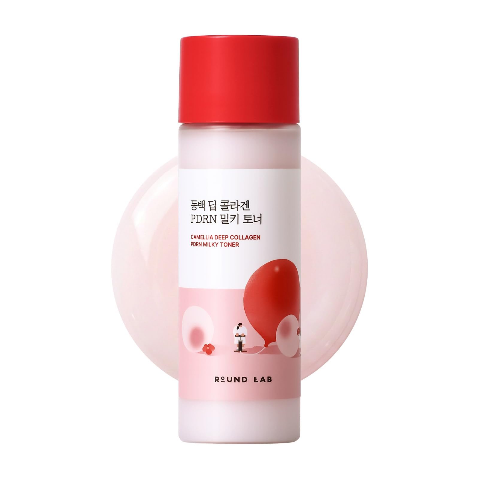 ROUND LAB Camellia Collagen PDRN Milky Toner bottle highlighting hydrating first-step glow
