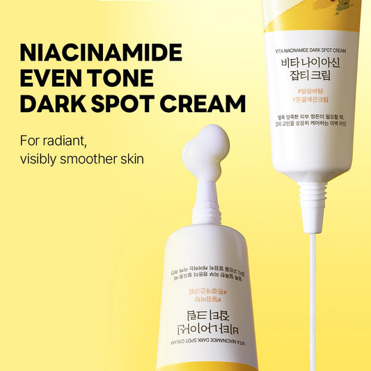 ROUND LAB Vita Niacinamide Dark Spot Cream jar closeup highlights rich texture for smooth skin