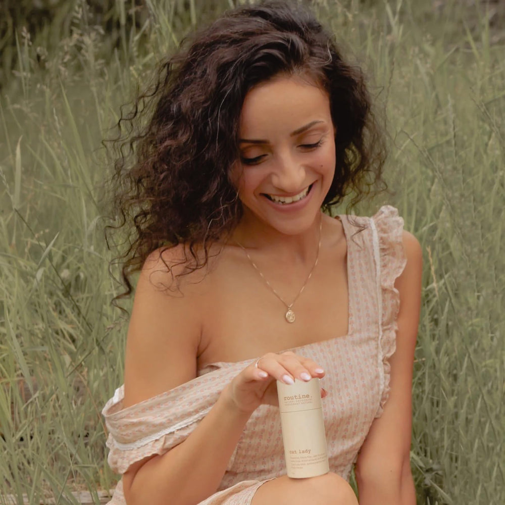 Routine Cat Lady Deo Stick eco tube highlights sustainable packaging.
