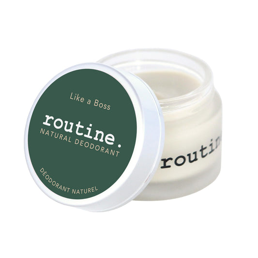 Routine deodorant cream jar closeup showing natural formula for daily freshness