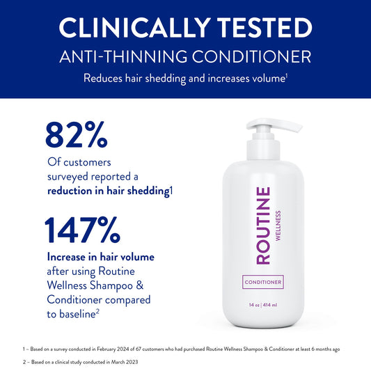 Routine Wellness conditioner hand application showing detangling and smoothness benefits