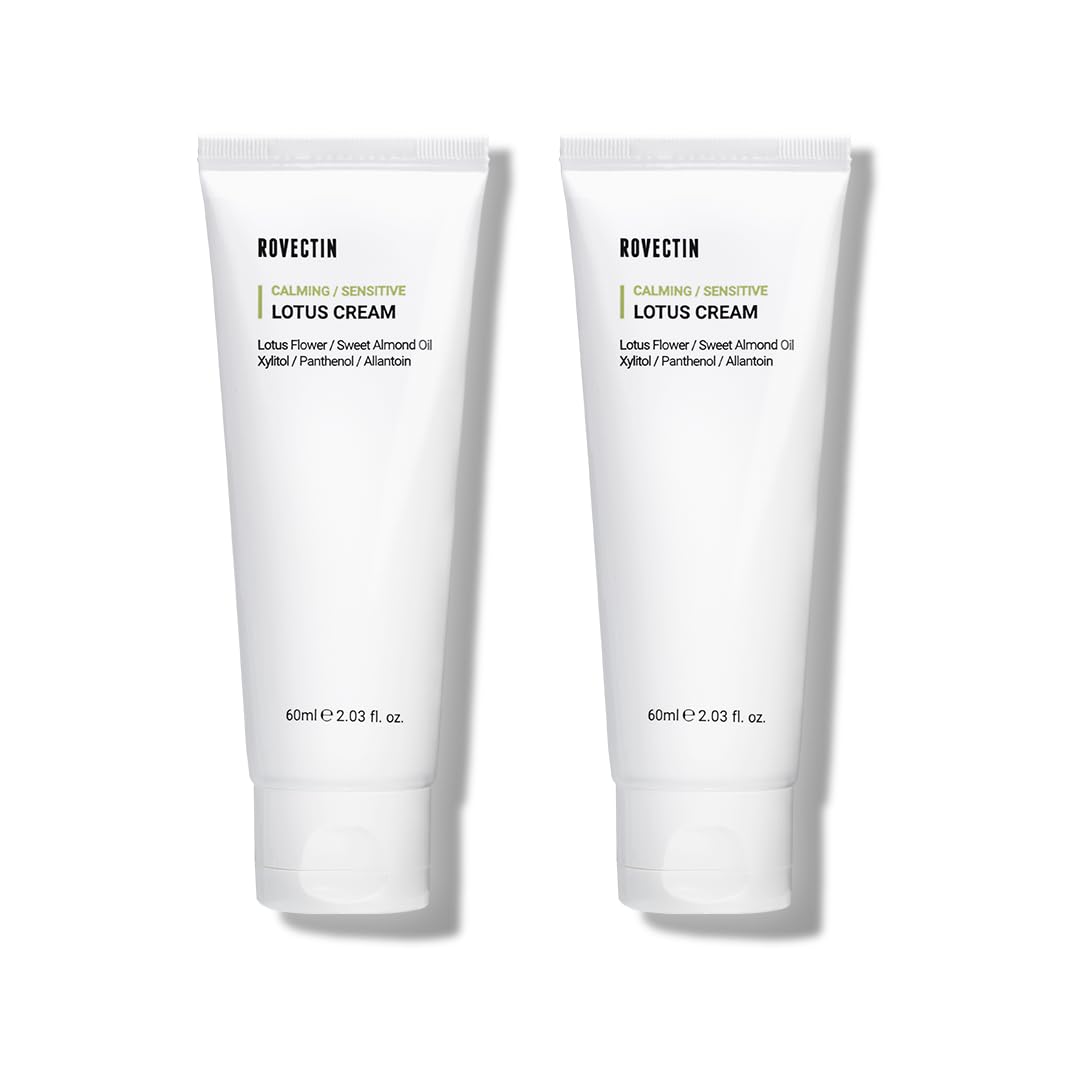 ROVECTIN Calming Lotus Water Cream bottle shows a light vegan formula for sensitive skin