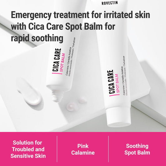 ROVECTIN Cica Care Face Balm spread on cheek showing calming texture for irritated areas