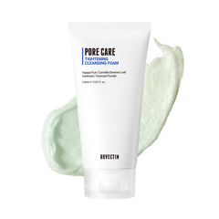 ROVECTIN pore tightening cleansing foam bottle pour showing product design and branding
