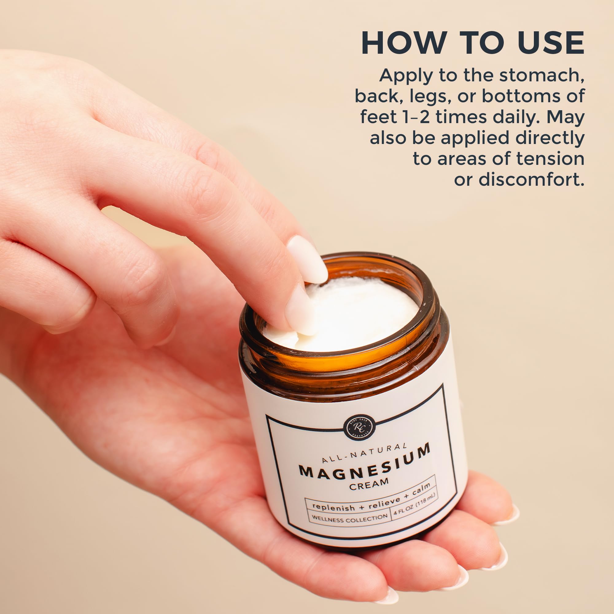 Rowe Casa Organics jar label featuring essential oils for soothing relaxation.