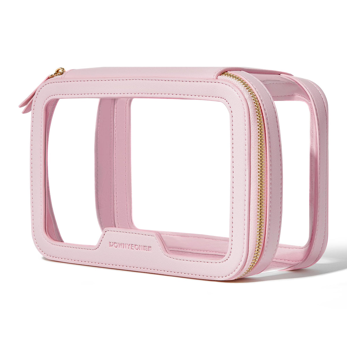 ROWNYEON clear makeup bag with transparent panel for easy cosmetic access.
