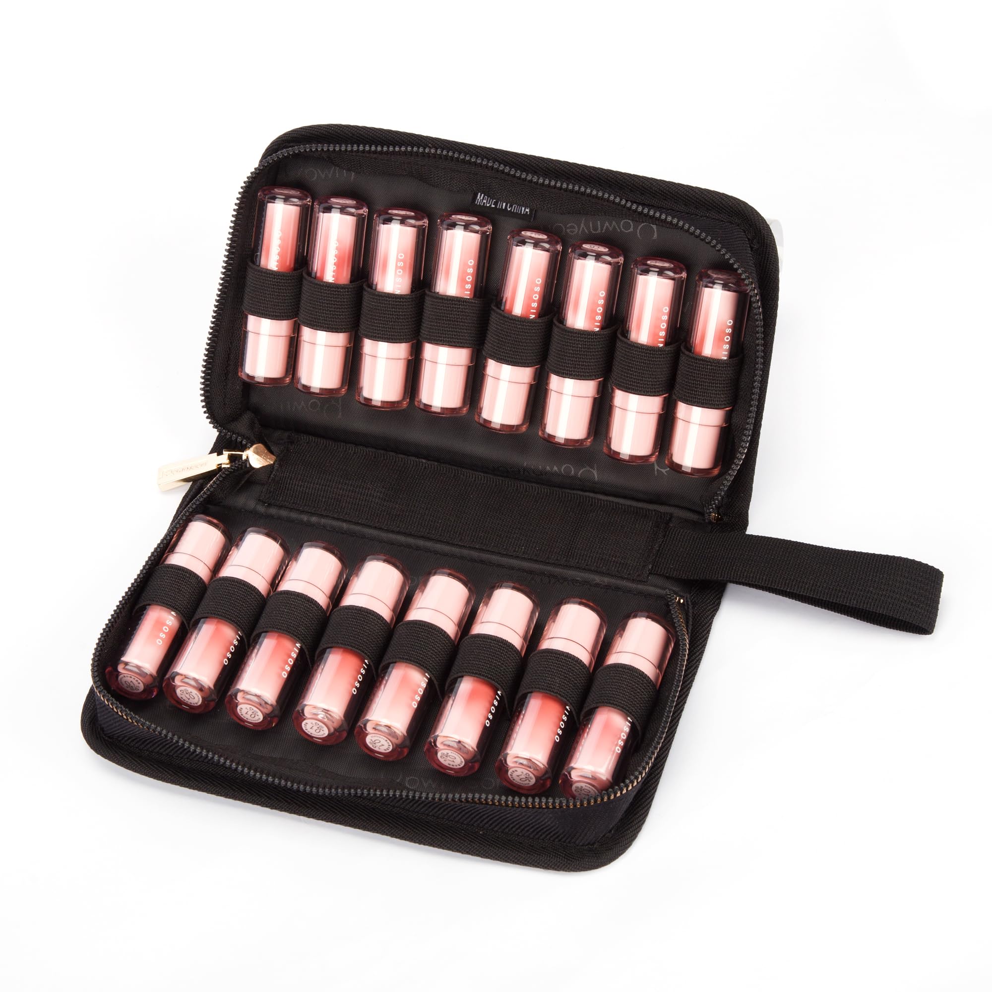 ROWNYEON lipstick organizer bag with 16 slots keeps lipsticks organized on the go