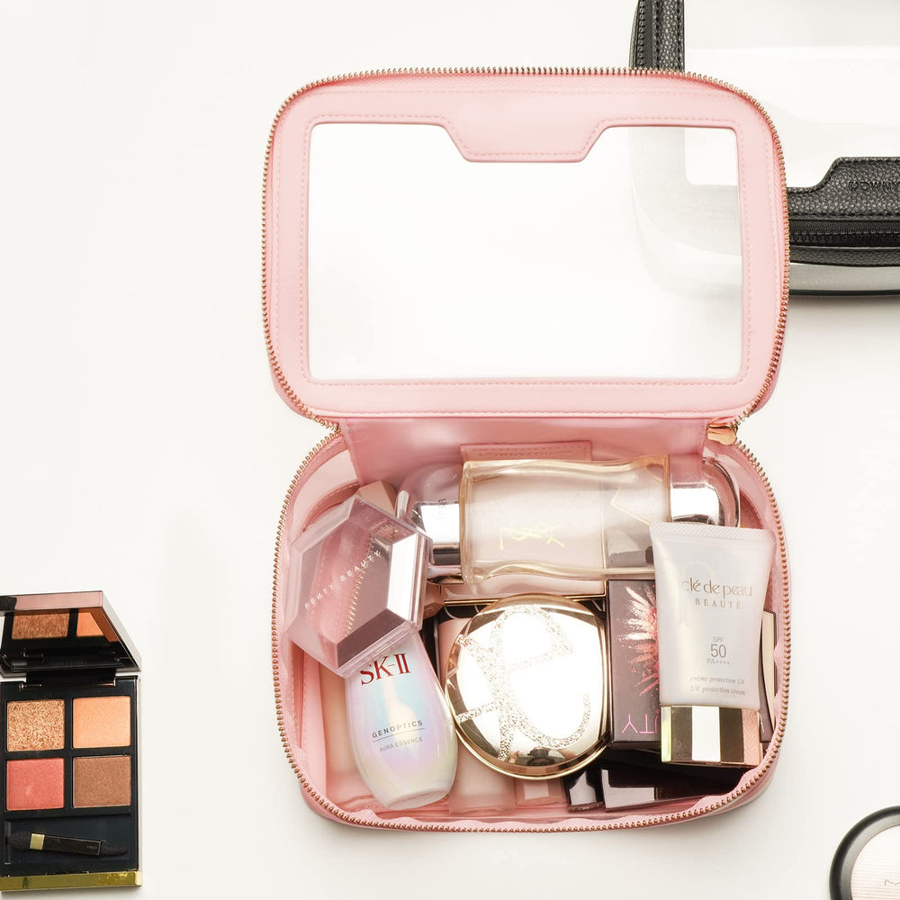 ROWNYEON pvc clear panel bag shows beauty essentials at a glance.
