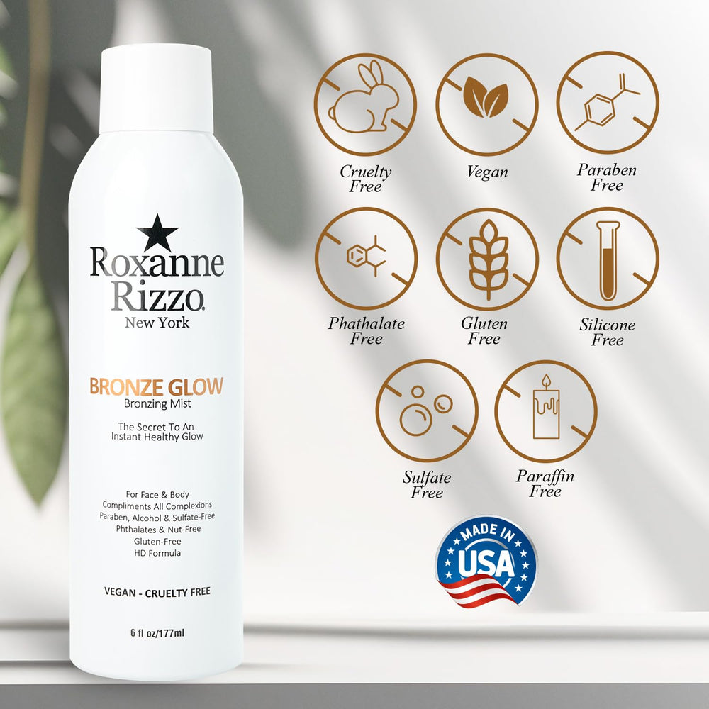 Roxanne Rizzo Bronze Glow 100ml travel bottle for on-the-go radiance.