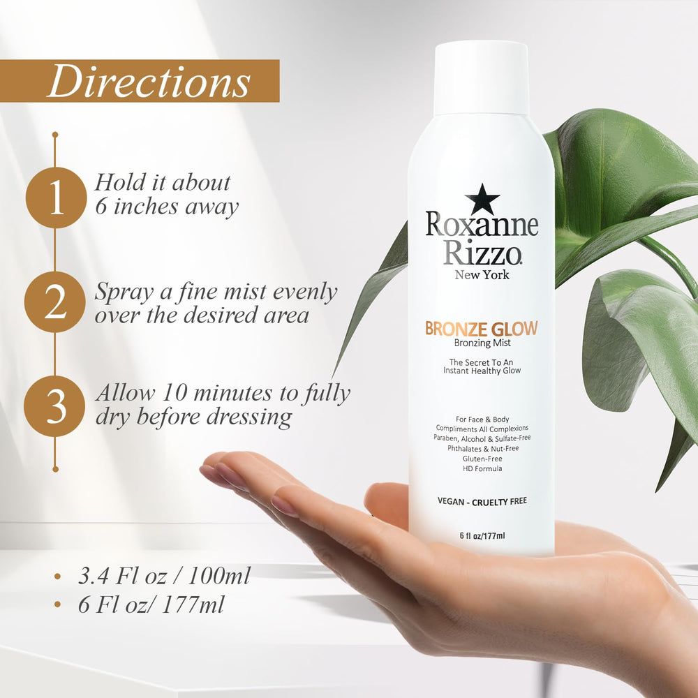 Roxanne Rizzo Bronze Glow transfer-proof formula prevents smudges on clothes.