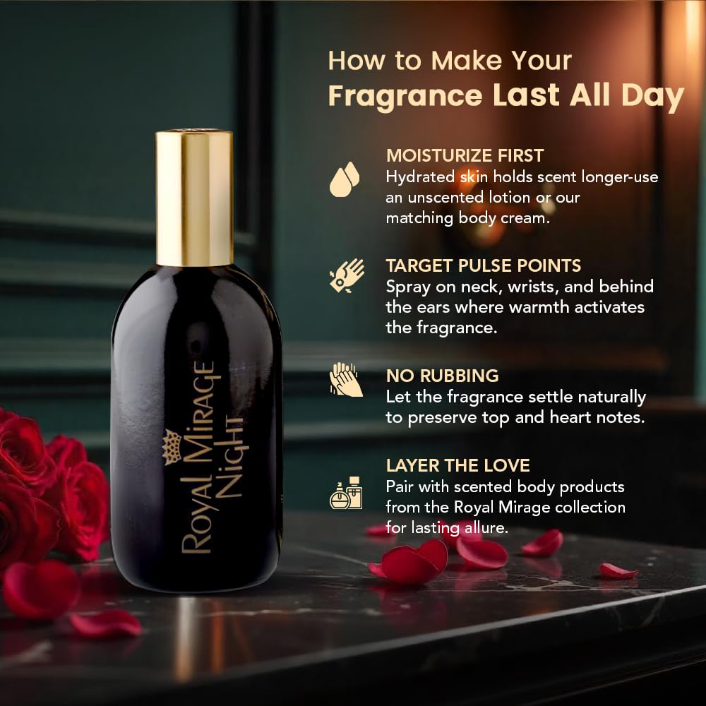 Royal Mirage Night hero shot emphasizes sophisticated branding and upscale appeal.