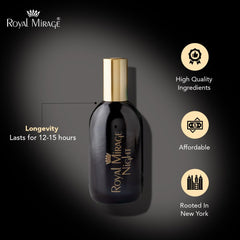 Royal Mirage Night packaging highlights eco-friendly luxury packaging.