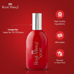 Royal Mirage Sport EDC recyclable packaging, eco-conscious luxury presentation.