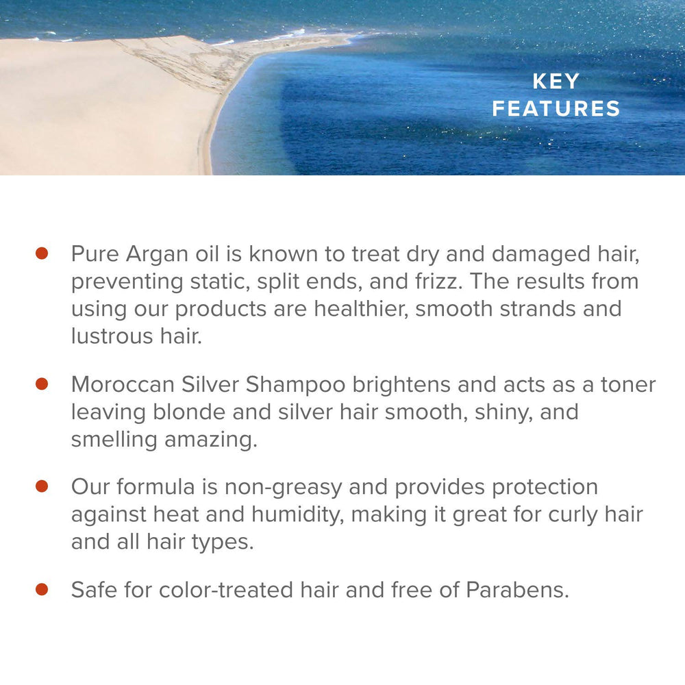 Royal Moroccan Purple Shampoo toning action brightens silver and blonde tones