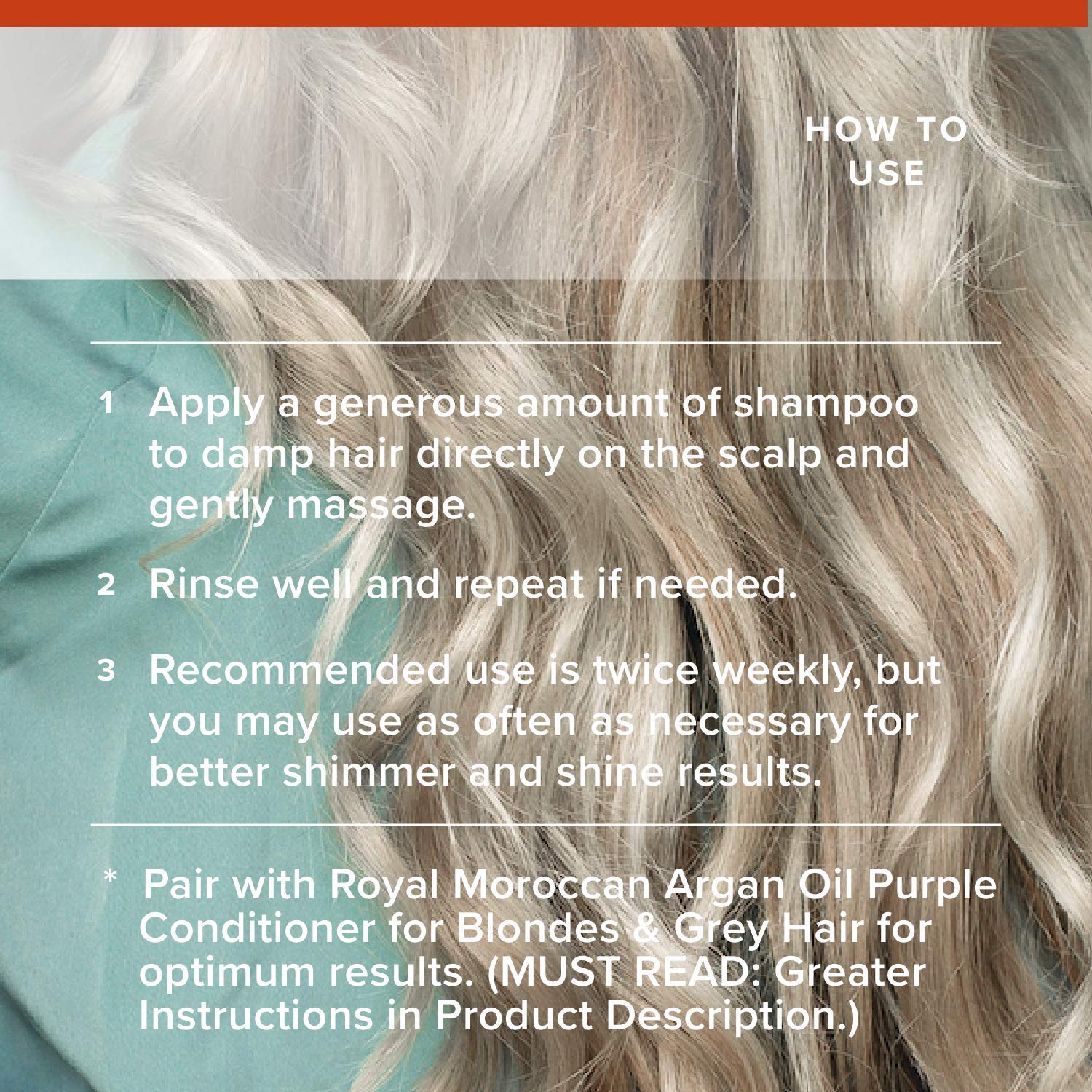 Royal Moroccan Best Silver Shampoo application on hands showing easy daily use