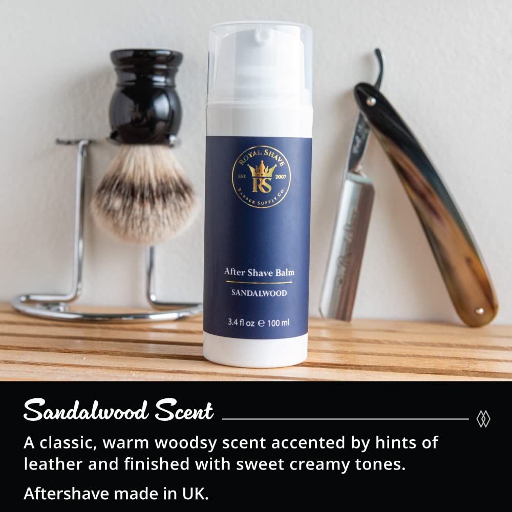 Royal Shave Aftershave Lotion cooling effect closeup, providing temporary comfort after shaving.