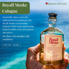Royall Muske bottle side profile, suit-ready packaging ideal for gifting