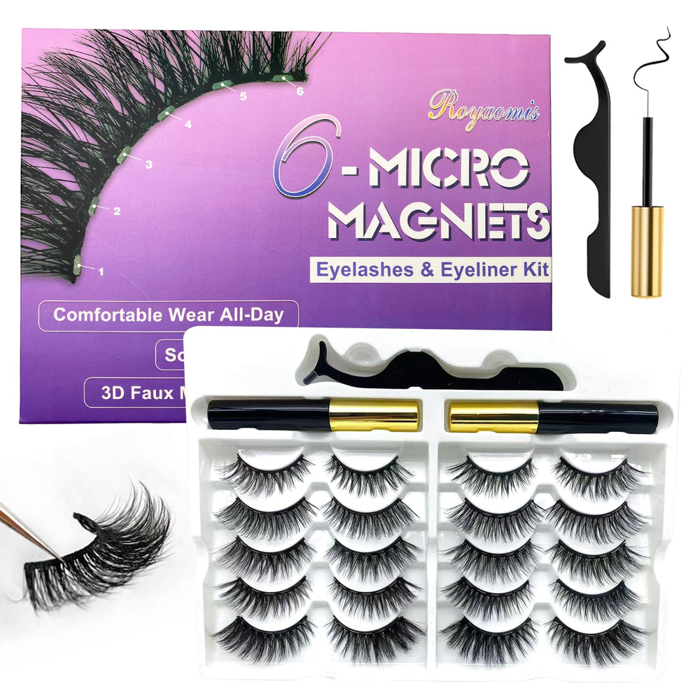 Royaomis cat-eye magnetic eyelashes pack for natural look and all-day hold.