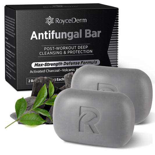 Roycederm Antifungal Soap activated charcoal bar delivers deep cleansing after workouts