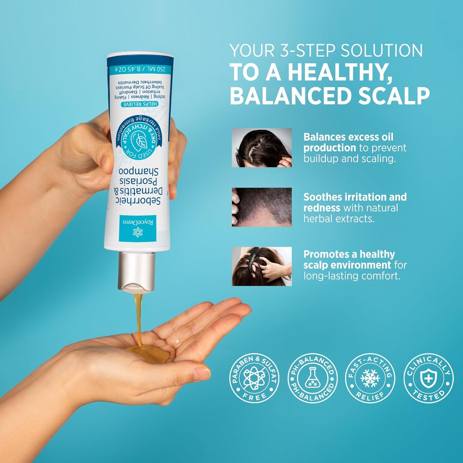 Roycederm Psoriasis Shampoo packshot emphasizing two-pack value