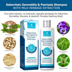 Roycederm Psoriasis Shampoo on sink with foam indicates thorough cleansing.