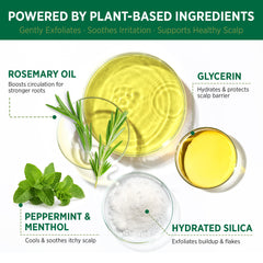 RoyceDerm Rosemary Mint exfoliating silica beads closeup highlighting gentle detox for scalp