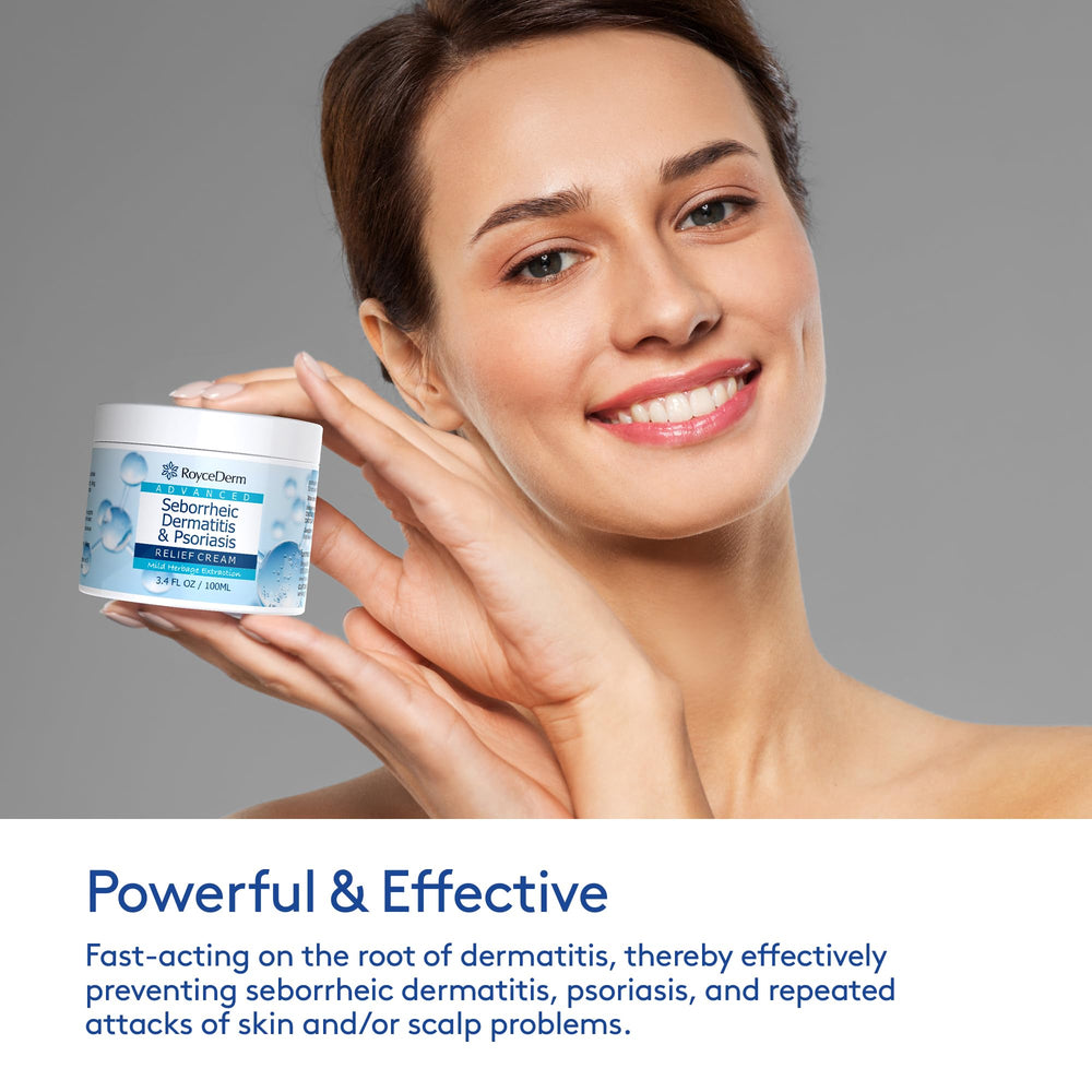 Roycederm scalp cream application close-up for calming relief