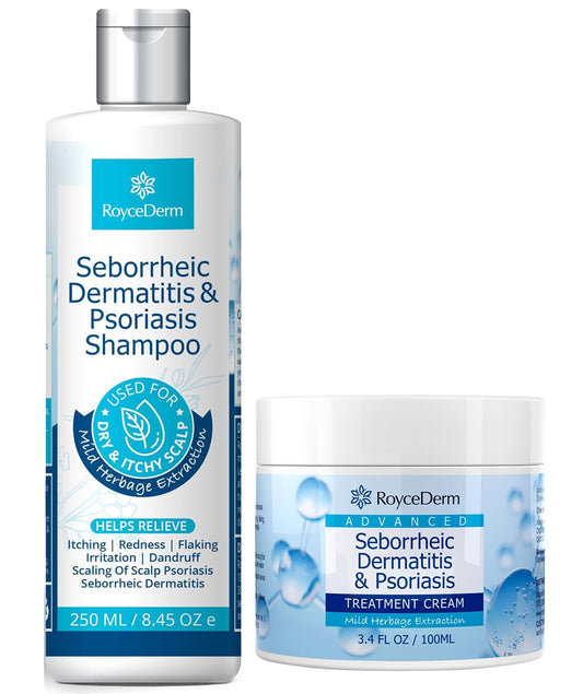 Roycederm Sebderm shampoo bottle pour offering gentle scalp cleansing