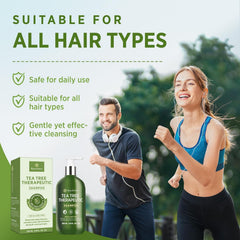 Close-up of tea tree oil droplets in the Roycederm formula for natural scalp care.