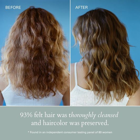 RŌZ Foundation Shampoo bottle back label, vegan, color-safe cleansing benefits.