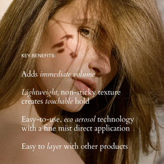 RŌZ Root Lift Spray on dry hair boosts body with soft movement.