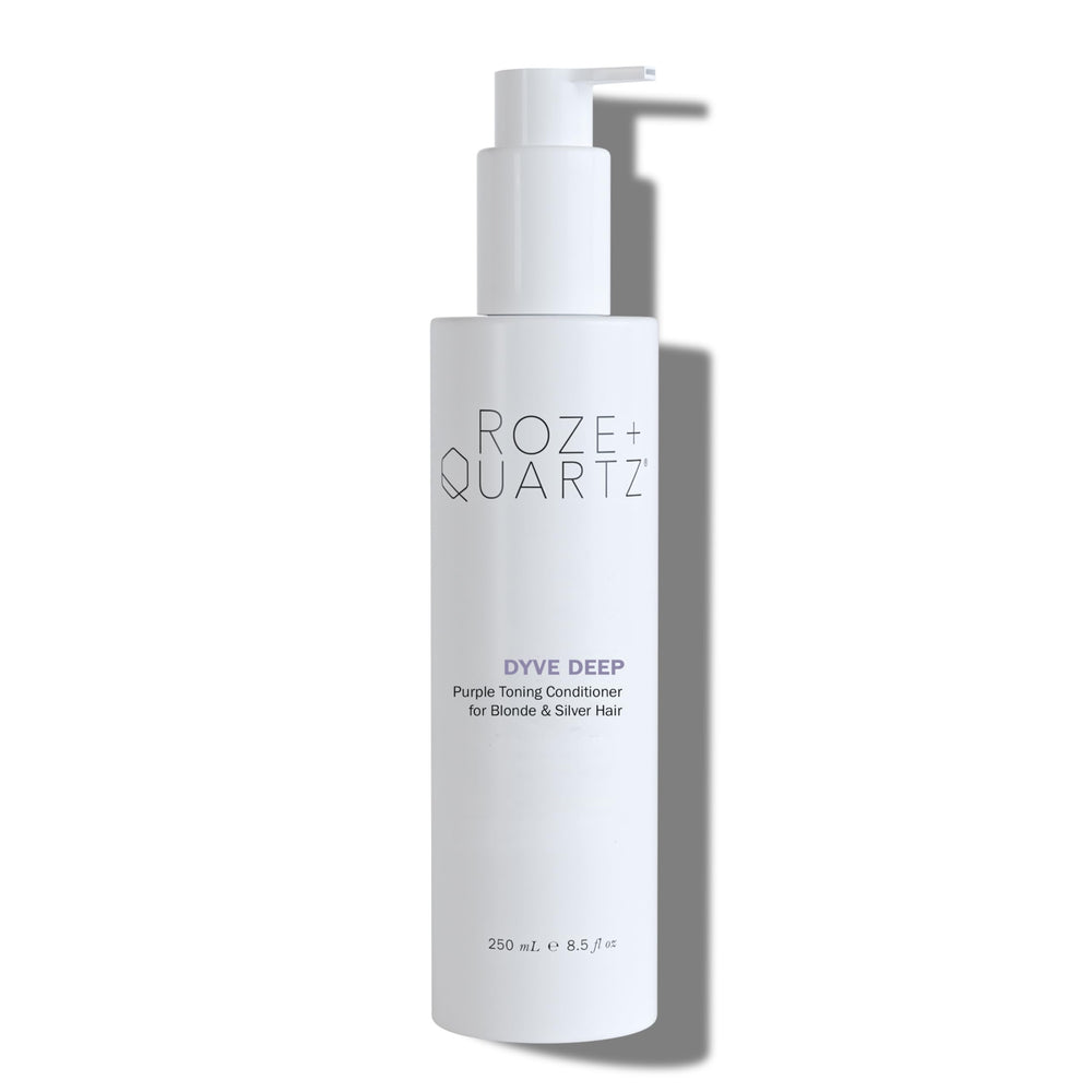 Roze and Quartz Dyve Deep Conditioner tube front label with violet toning for blondes