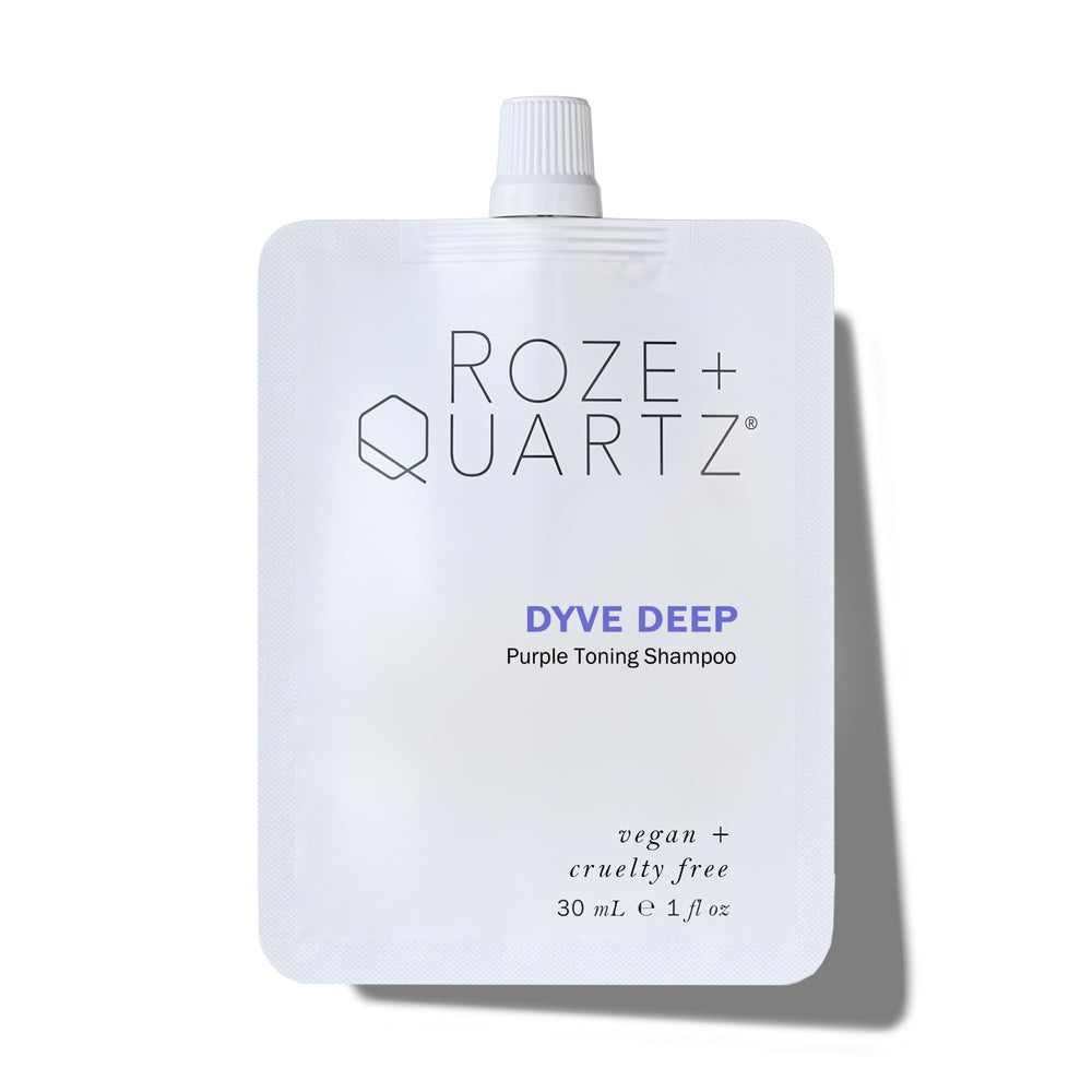 Roze + Quartz Dyve Deep Hair Mask Indigo-Purple tube highlighting intense toning.
