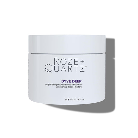 Roze Quartz Dyve Deep Mask jar showing violet-toned formula for blond and silver hair.