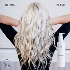 Roze + Quartz Dyve Deep Shampoo lather forming in hand for even application.