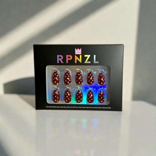 RPNZL Berry almond nails with glossy UV finish for long-lasting wear