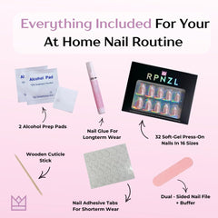 Compact, travel-ready RPNZL Blossom nails for on-the-go manicures.