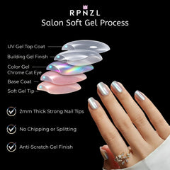 RPNZL Opal Chrome Cateye square nails includes file for smooth prep.