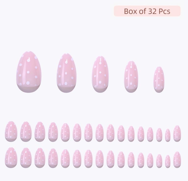 RPNZL Sugar Pink Polka Dot UV finish nails come with tools for application.