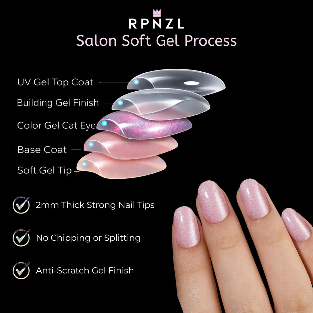 RPNZL UV-gloss coated nails offer durable, high-gloss look.