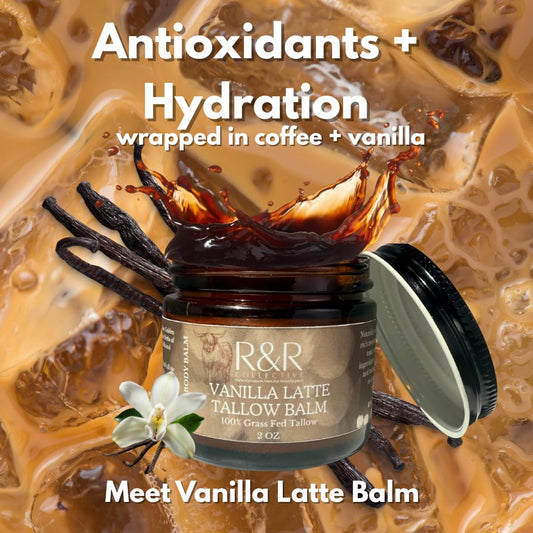 R&R Collective grass-fed beef tallow jar close-up highlights natural nourishment for skin.