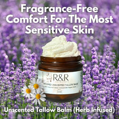 R&R Collective whipped tallow balm close-up highlighting fluffy, hydrating texture