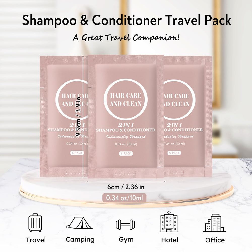 RSQAZQ single-use sachet pack showing compact, travel-friendly toiletries