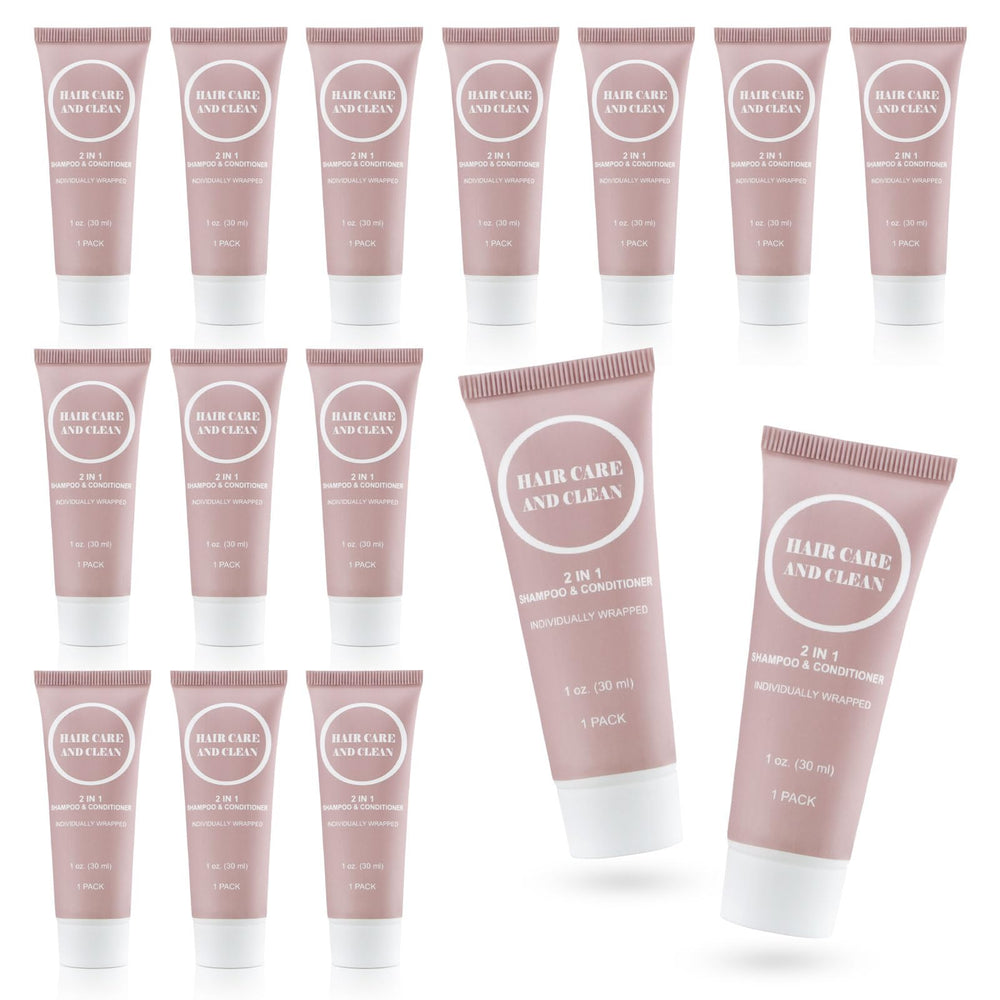 RSQAZQ travel 2-in-1 shampoo and conditioner, front view 1oz tube for convenient on-the-go cleansing.