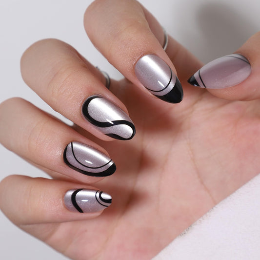 RTKHFZE almond French-tip nails offering durable wear for daily tasks